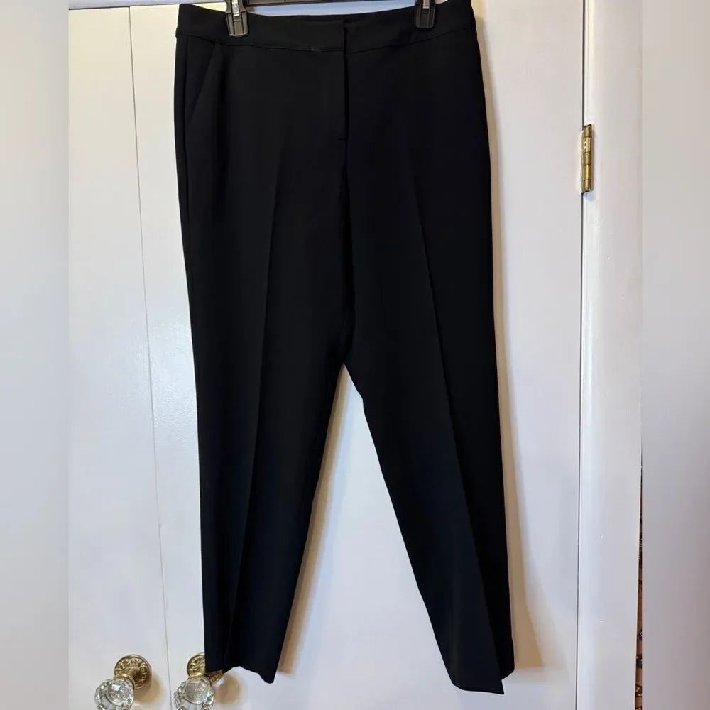 ST. JOHN CAVIAR High Rise Flat Front Trouser Dress Pants Black Women’s Size 10